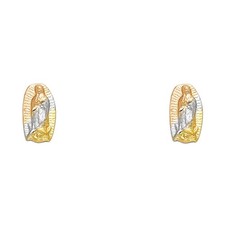 14k Yellow Gold Our Lady Of Guadalupe Stud Saint Catholic Earrings