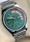 Refurbished Vintage Seiko 5 Green Automatic: 17 Jewels Day Date Men's Watch 37MM