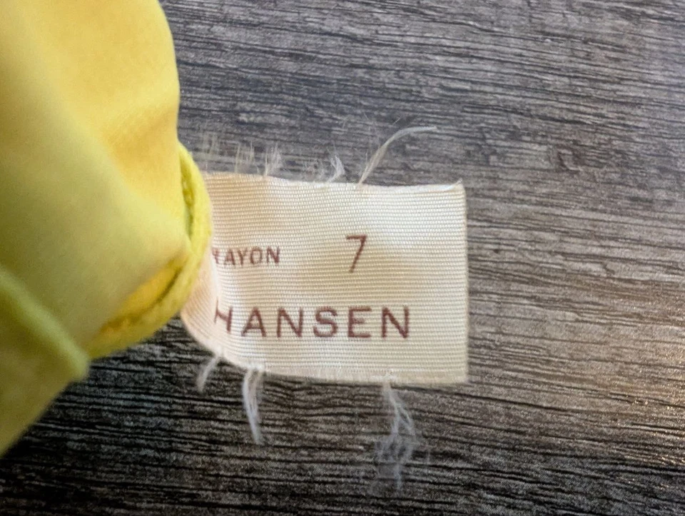Hansen Vintage Años 50 Amarillo Pastel Verde Talla 7 Rayón Fallout Atómico AN36-6 Foto 2 de 4