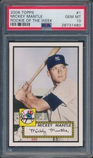 2006 Topps 1952 Rookie of Week #1 Mickey Mantle Baseball Card Graded PSA 10