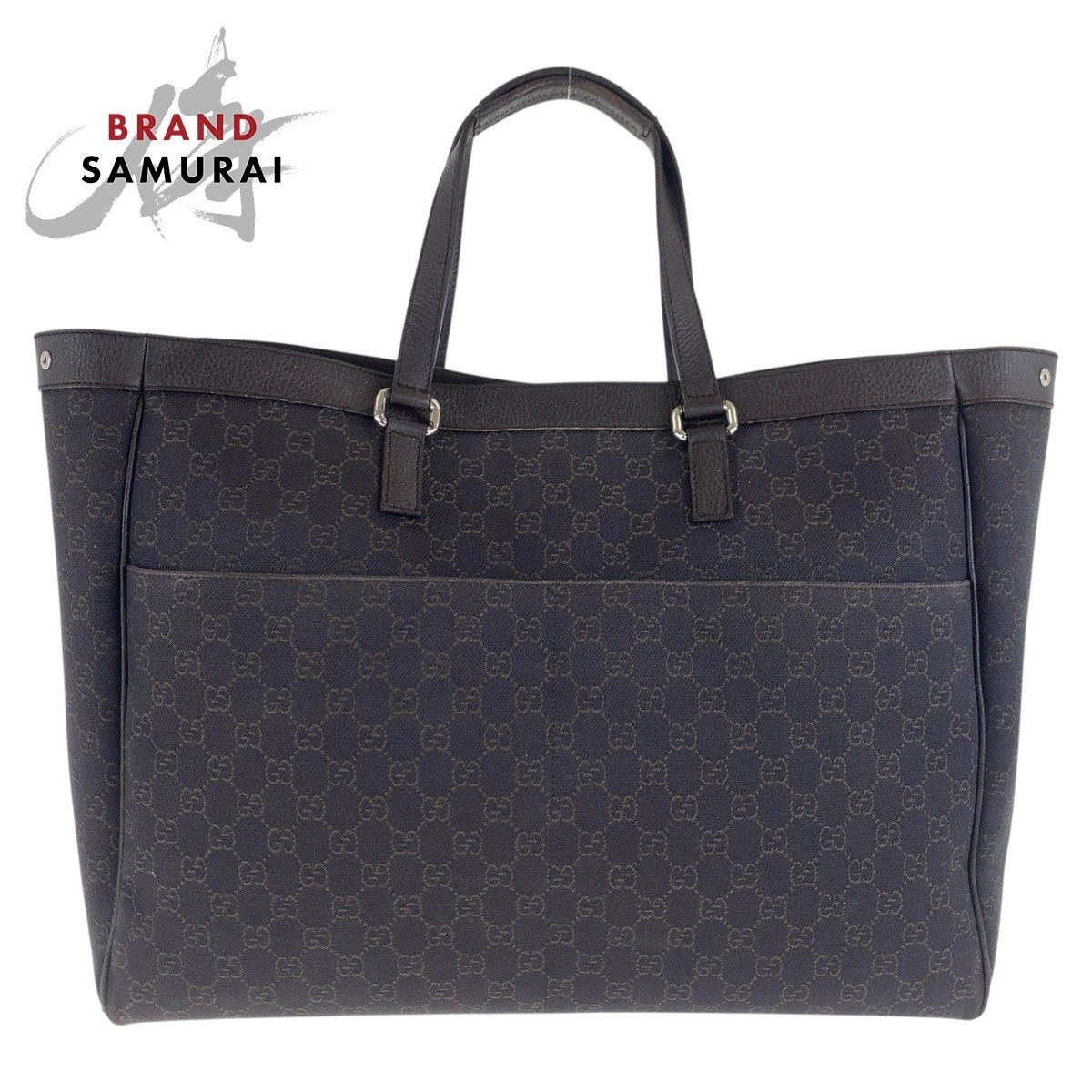 Sac fourre tout GUCCI marron argent quincaillerie GG toile cuir 308410 sac bandoulière uni