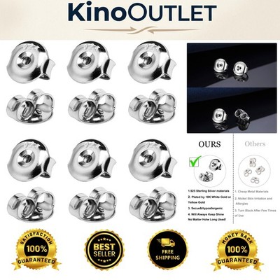 12PCS 925 Silver Earring Backs - Hypoallergenic Comfort