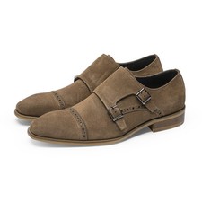Retro British Mens Buckle Real Leather Suede Formal Dress Monk Strap Shoes Party
