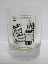Grant's Scotch Whisky Glass vgc (3 7/8" x 3 1/4") "Standfast" Whisky white logo