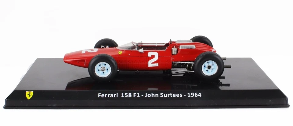 MODELLINO AUTO STATICO FERRARI F1 158 1964 JOHN SURTEES CON VETRINA SCALA 1:24 - Immagine 4 di 4