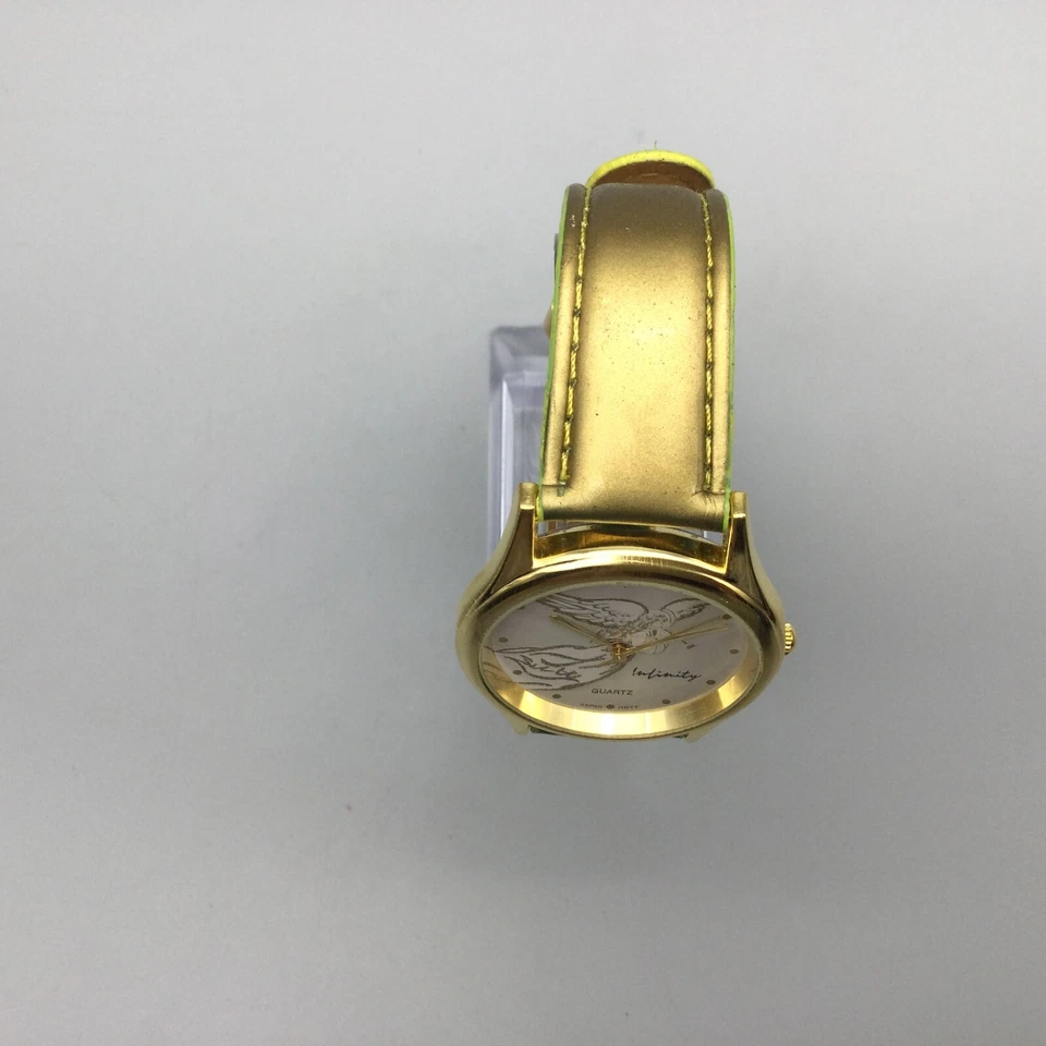 Reloj De Colección Infinity Angel Mujer 34mm Tono Dorado Trompeta Cuero Banda Batería Nueva Foto 3 de 4