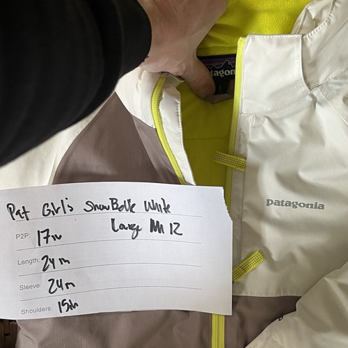 Patagonia H2No Snowbelle Full Zip Insulated Puffer Jacket White Girl’s 12 Large - Picture 3 of 3