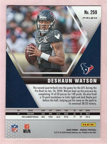 Deshaun Watson Houston Texans 2020 Mosaic Red Prizm Parallel Pro Bowl Card - Picture 2 of 2