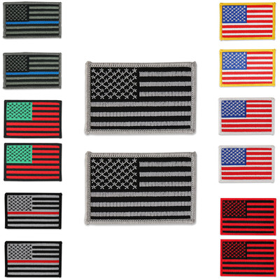 12 Styles of USA American Flag Embroidered Iron On Patches - 2pc Pack - FREESHIP