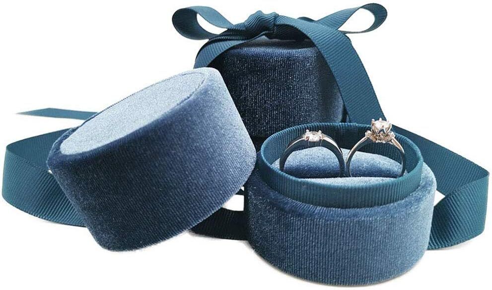 Elegant Velvet Ring Box with Ribbon Bow for Weddings  