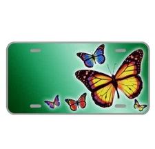 Custom Personalized License Plate With Beautiful Butterflies Green Background