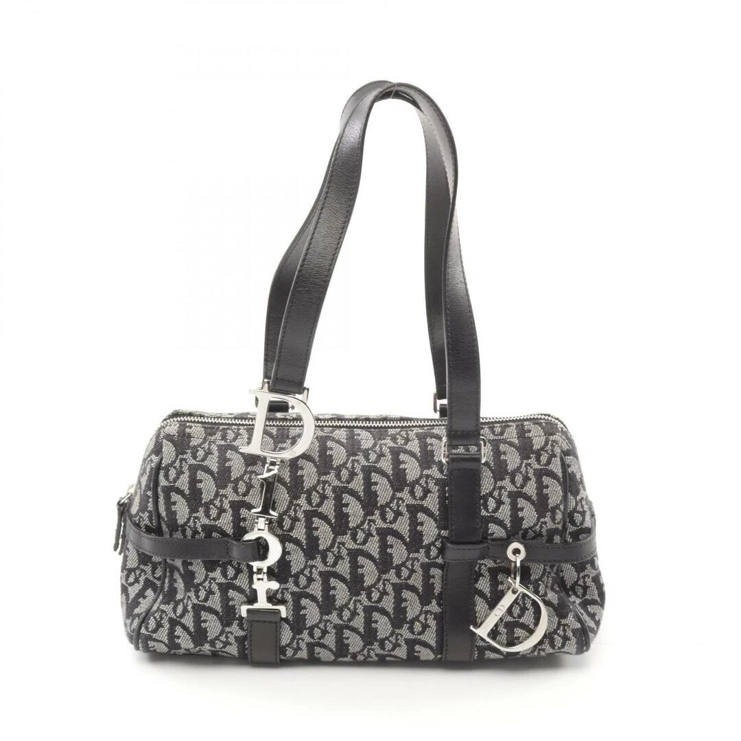 Sac bandoulière Christian Dior Trotter main cuir jacquard gris marine noir occasion