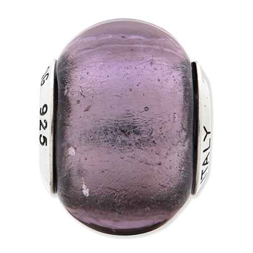 Lex & Lu Sterling Silver Reflections Lavender Italian Murano Bead - Picture 2 of 3