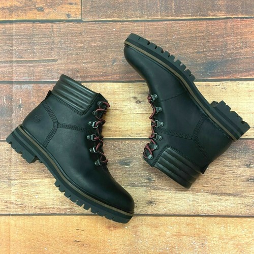 Timberland Women's London Square Black Leather Hiker Boots A2E9R