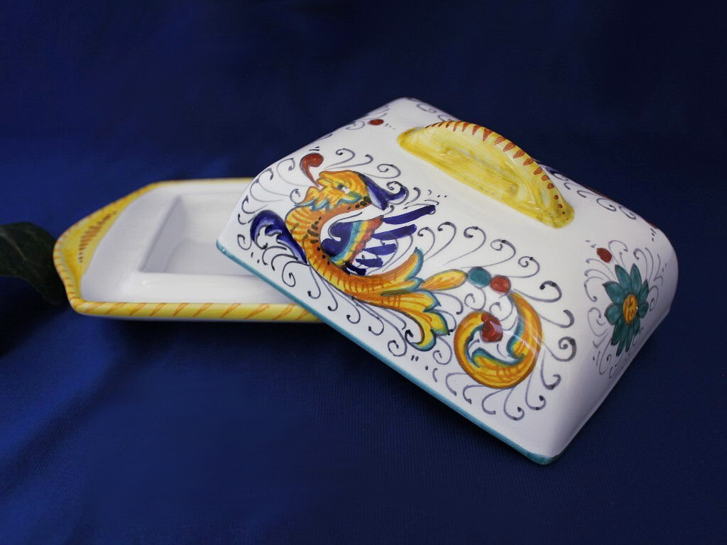 Deruta Italian Pottery Raffaellesco Butter Dish Made In Italy