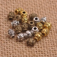 100Pcs Tibetan Silver Gold Bronze Flower Oval Spacer Beads 6MM A3150