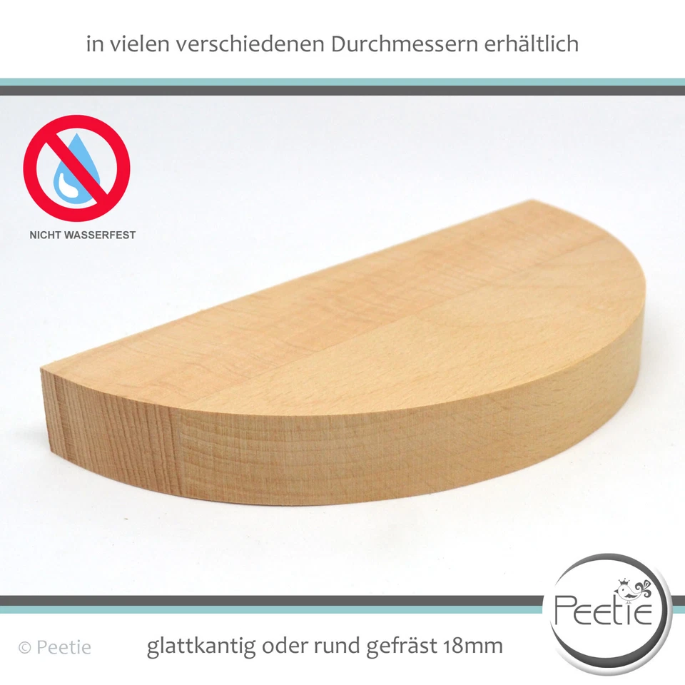 1x Holzscheibe halbrund Buche Leimholz 18 mm Holzrad rund Tischplatte Scheibe - Bild 3 von 4