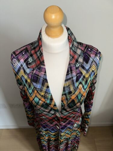 MISSONI RUNWAY RARE STRETCH LONG DRESS DUSTER COVERUP MULTICOLOUR SIZE 46 / 8-10 - Picture 4 of 15