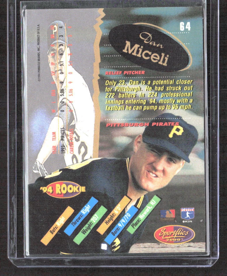Dan Miceli 1994 Sportflics 2000 Rookie & Traded Artist's Proofs  #64 - Image 2 of 2