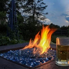 12lbs Fire Pit Glass 1/2 Inch Reflective Fire Glass Decorative Tempered Glass...