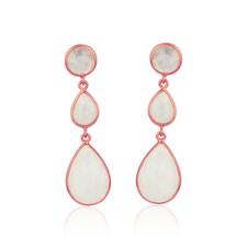 18k Rose Gold Plated 925 Silver Rainbow Moonstone Earrings Gemstone Jewelry