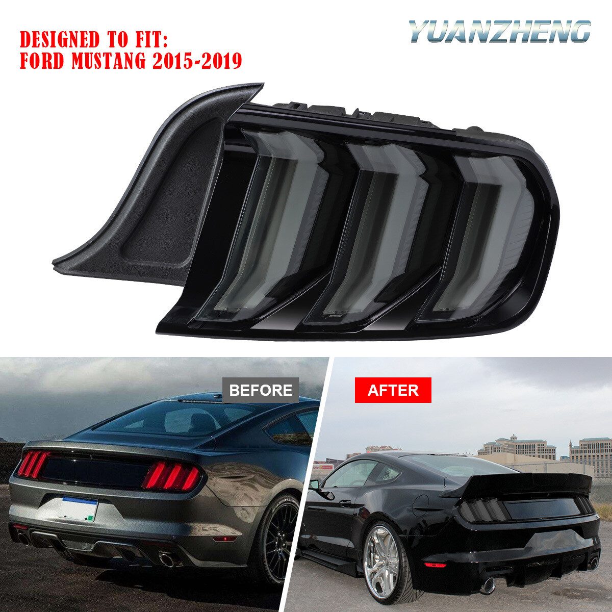 VLAND Full LED Tail Lights For Ford Mustang 2015-20 with 