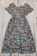 NWT Alice & You Button Front Cottagecore Blue Floral Midi Dress Size 20