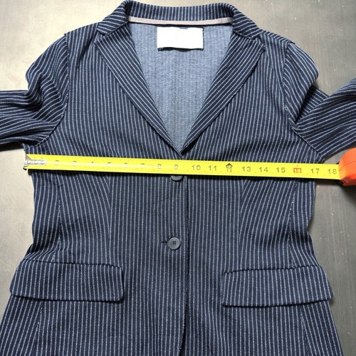 Harris Wharf London Women Blue Pinstripe Blazer Cotton Notched Collar Italy 42 M - Picture 9 of 14
