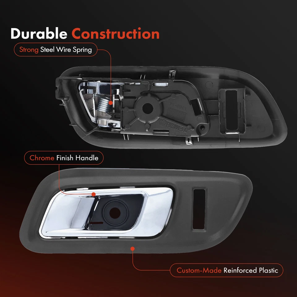2x Manija de puerta interior delantera derecha y derecha cromada negra nueva para Ford Taurus 2010-2012 Foto 4 de 4