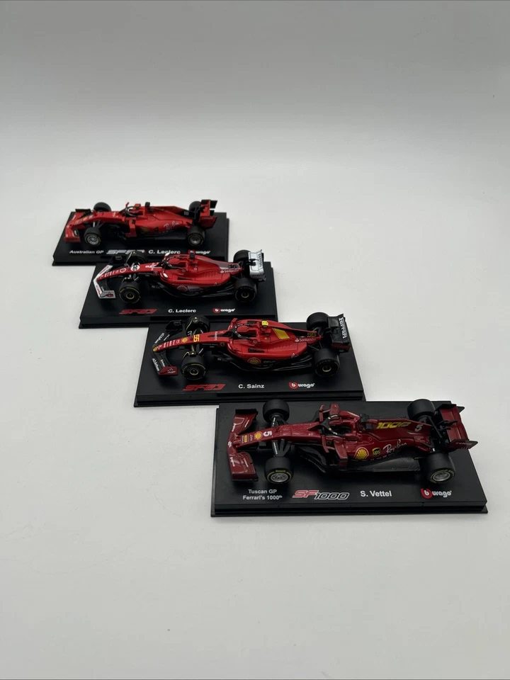 Lot Of 4- 1:43, Bburago, Formula 1, C.Leclerc, C.Sainz, S.Vettel - Ferrari’s - Image 2 of 4