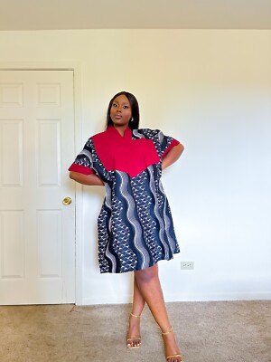 black and white african print dress African Print Caftan Dress with Pockets- Black & White Bogolan Print –  Atelier DJEEG'N main image 1