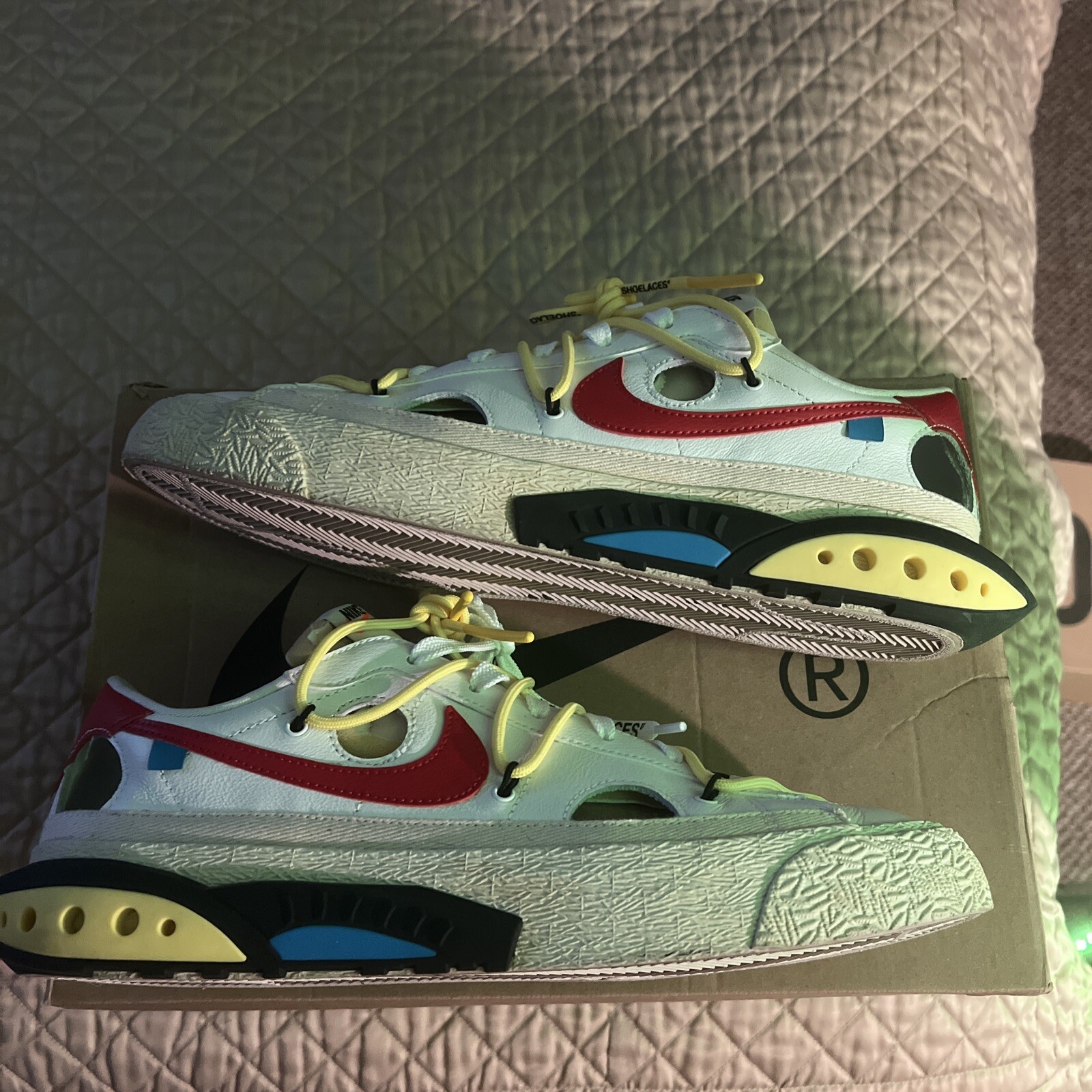 OFF WHITE X NIKE Taglia 11 Nike Off White x Blazer Basso Bianco Università Rosso