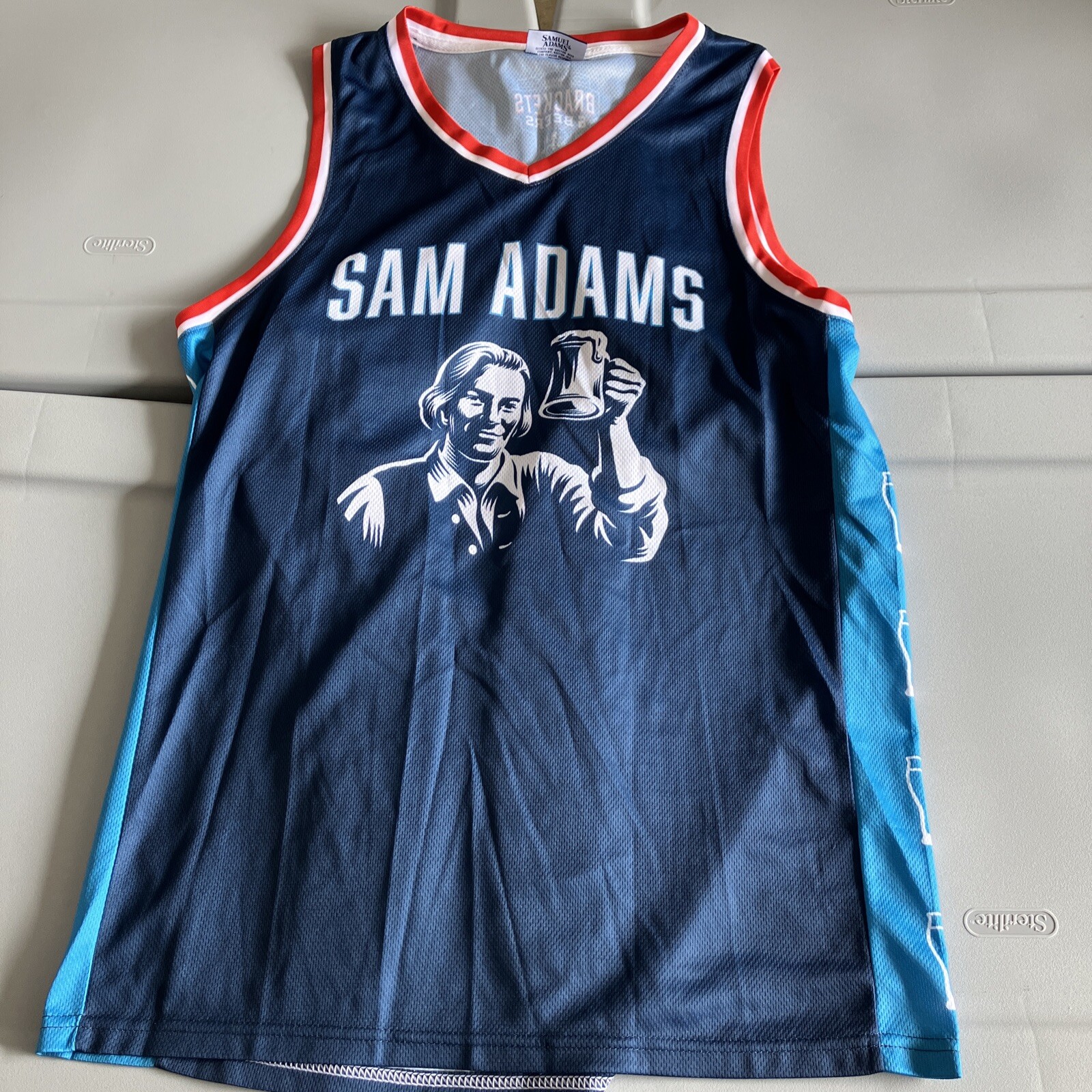 Men’s Sam Samual Adams Brackets & Beers Blue Basketball Jersey #23 Medium