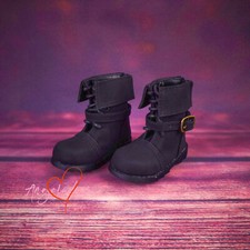 Nubuck Shoes Military Short Boots Buckle Black Brown for 1/4 1/3 Uncle BJD Doll