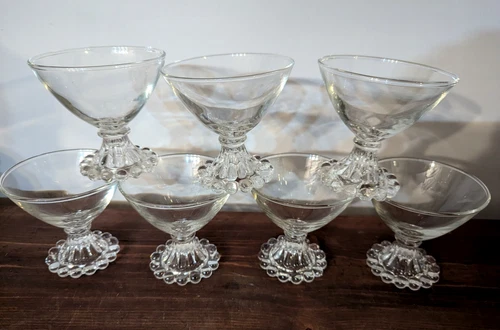 Anchor Hocking Vintage Berwick Boopie Clear Champagne Sherbet Glassware Set 7