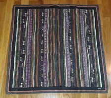 ECHO Black Mulberry Purple Pink Striped 100 Silk Square Scarf 26"