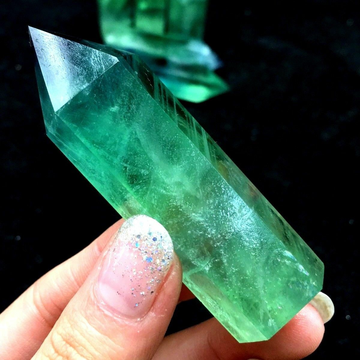 Natural Green Fluorite Crystal Healing Wand for Reiki Energy