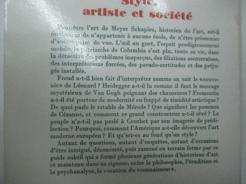Meyer Schapiro "Style,Artiste et Société" / NRF Gallimard 1982 - Picture 2 of 2