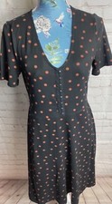 Women’s New Look Black Polka Dot Skater Dress Size 10
