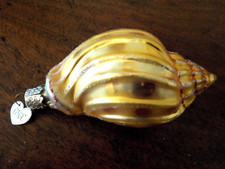 OWC, Old World Christmas, Shell ornament, Gold with sparkles, 3.5 inches