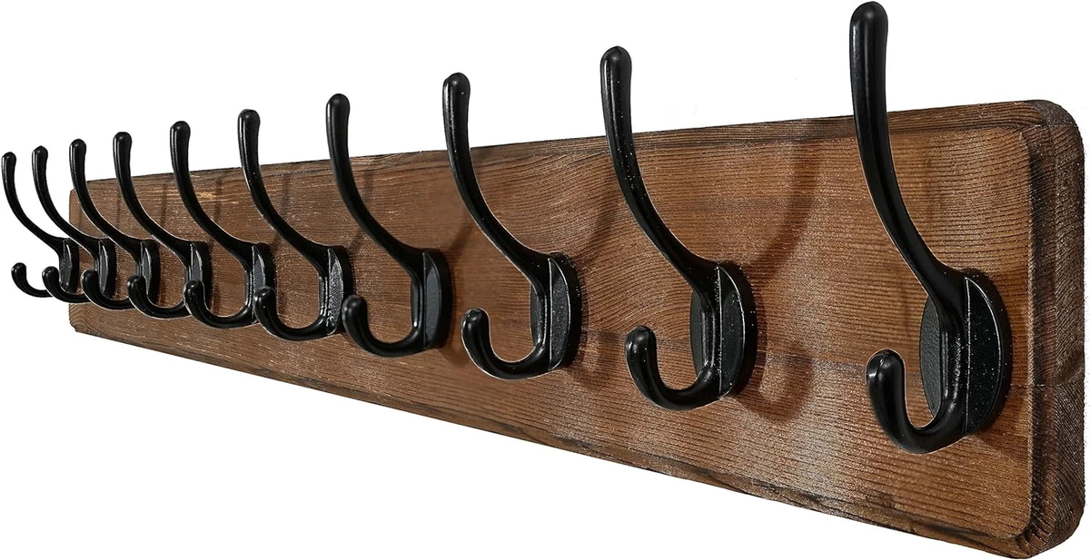 Coat Rack Wall Mount,10 Hooks,38 9/16'' Long Coat Hooks Wall Mounted  Rustic,16