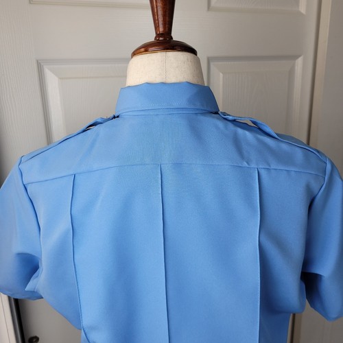 Camicia uniforme vintage donna M blu USA Union Visa Milliken Conqueror lavoro retrò - Foto 9 di 20