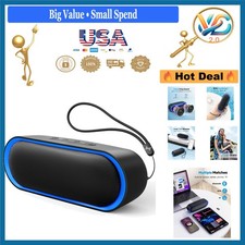 Waterproof Portable Bluetooth Speaker Stereo Sound 24H Playtime Black