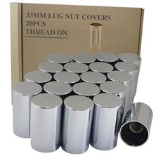 33mm x 3-1/2" Thread On Flat Top Cylinder Lug Nuts Covers,ABS Chrome Plastic