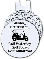 Ahhhh Retirement Golf Yesterday Golf Ball Marker with Magnetic Hat Clip, Funny G