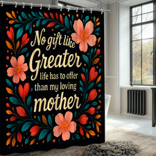 Floral Black Shower Curtain - No Gift Like Mother Design
