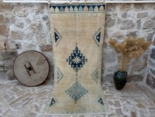 4x10 Vintage Wool Neutral Carpet 4'3" x 9'9" Beige Oriental Bedroom Area Rug