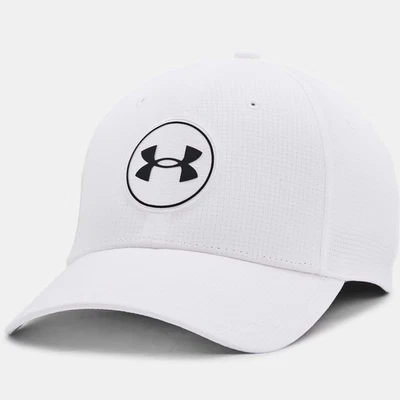 NWT Under Armour Hat S/M UA Golf37 White Cap Flex-Fit Breathable Mesh 1362191