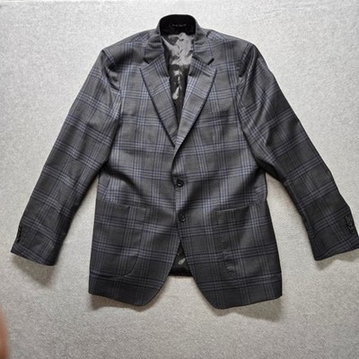 Ermenegildo Zegna Blazer 40R Grey Blue Glen Plaid Wool Silk New Napoli Saks