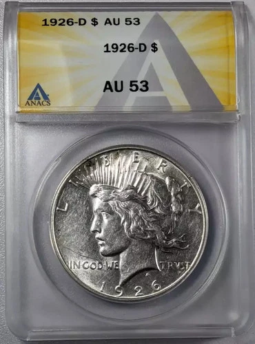1926 D Peace Silver Dollar ANACS AU-53